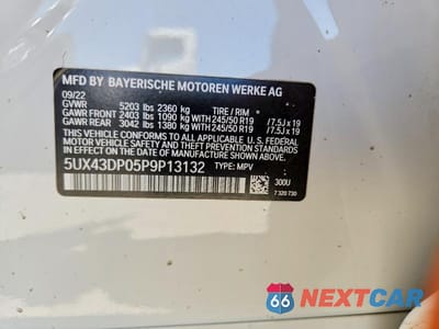 Zdjęcie 13 z 13 samochodu: 2023 BMW X3 SDRIVE30I VIN:5UX43DP05P9P13132 - miniatura