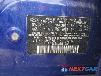 Zdjęcie 12 z 12 samochodu: 2019 HYUNDAI IONIQ BLUE VIN:KMHC65LC1KU129290 - miniatura