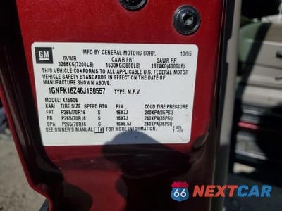 Zdjęcie 13 z 13 samochodu: 2006 CHEVROLET SUBURBAN K1500 VIN:1GNFK16Z46J150557 - miniatura
