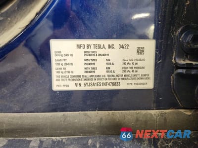 Zdjęcie 13 z 13 samochodu: 2022 TESLA MODEL S VIN:5YJSA1E51NF476833 - miniatura