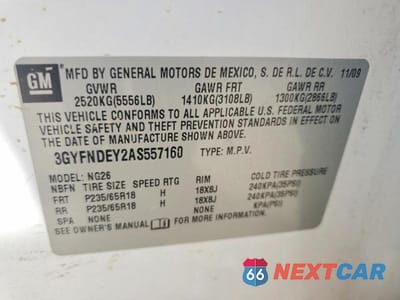 Zdjęcie 13 z 13 samochodu: 2010 CADILLAC SRX LUXURY COLLECTION VIN:3GYFNDEY2AS557160 - miniatura