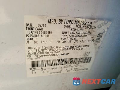 Zdjęcie 13 z 13 samochodu: 2014 FORD EXPLORER XLT VIN:1FM5K8D83EGC50647 - miniatura