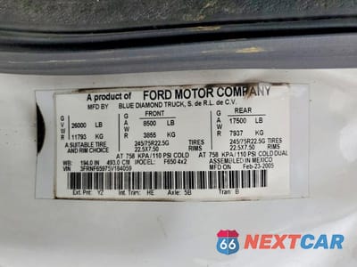 Zdjęcie 12 z 12 samochodu: 2005 FORD F650 SUPER DUTY VIN:3FRNF65975V184059 - miniatura