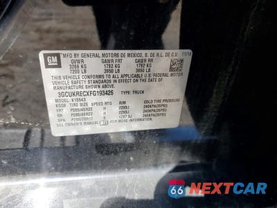 Zdjęcie 12 z 12 samochodu: 2015 CHEVROLET SILVERADO K1500 LT VIN:3GCUKRECXFG193426 - miniatura