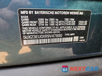 Zdjęcie 12 z 12 samochodu: 2024 BMW X5 XDRIVE40I VIN:5UX23EU0XR9V47890 - miniatura