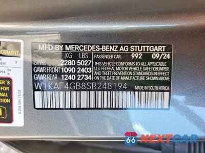 Zdjęcie 12 z 12 samochodu: 2025 MERCEDES-BENZ C 300 VIN:W1KAF4GB8SR248194 - miniatura