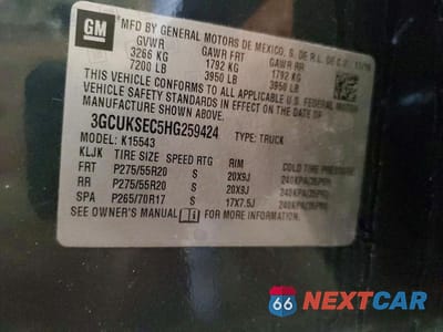 Zdjęcie 13 z 13 samochodu: 2017 CHEVROLET SILVERADO K1500 LTZ VIN:3GCUKSEC5HG259424 - miniatura