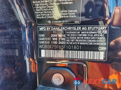 Zdjęcie 13 z 13 samochodu: 2005 MERCEDES-BENZ SL 500 VIN:WDBSK75F65F101801 - miniatura