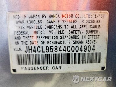 Zdjęcie 12 z 12 samochodu: 2004 ACURA TSX VIN:JH4CL95844C004904 - miniatura