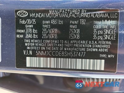 Zdjęcie 14 z 14 samochodu: 2025 HYUNDAI TUCSON SEL VIN:5NMJCCDE8SH537477 - miniatura