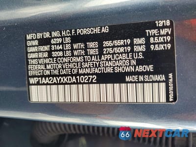 Zdjęcie 12 z 12 samochodu: 2019 PORSCHE CAYENNE VIN:WP1AA2AYXKDA10272 - miniatura