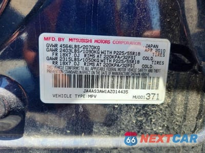 Zdjęcie 12 z 12 samochodu: 2010 MITSUBISHI OUTLANDER SE VIN:JA4AS3AW1AZ014435 - miniatura
