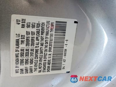 Zdjęcie 13 z 13 samochodu: 2007 HONDA ODYSSEY EXL VIN:5FNRL38787B077065 - miniatura