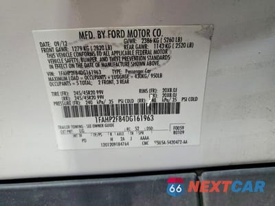 Zdjęcie 12 z 12 samochodu: 2013 FORD TAURUS LIMITED VIN:1FAHP2F84DG161963 - miniatura