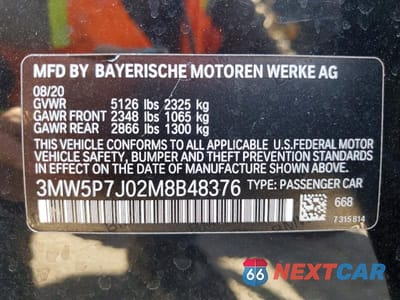 Zdjęcie 12 z 12 samochodu: 2021 BMW 330E VIN:3MW5P7J02M8B48376 - miniatura