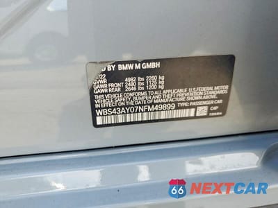 Zdjęcie 13 z 13 samochodu: 2022 BMW M3 COMPETITION VIN:WBS43AY07NFM49899 - miniatura