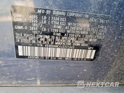 Zdjęcie 12 z 12 samochodu: 2018 SUBARU OUTBACK 2.5I LIMITED VIN:4S4BSANC4J3231443 - miniatura