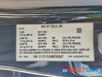 Zdjęcie 12 z 12 samochodu: 2022 TESLA MODEL 3 VIN:5YJ3E1EA4NF369667 - miniatura