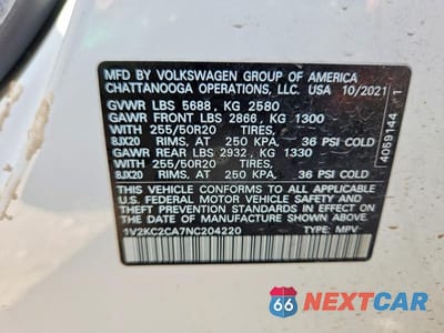 Zdjęcie 13 z 13 samochodu: 2022 VOLKSWAGEN ATLAS CROSS SPORT SE VIN:1V2KC2CA7NC204220 - miniatura
