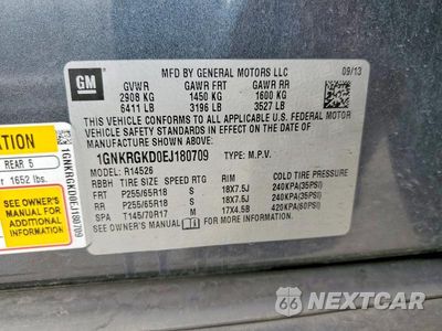 Zdjęcie 13 z 13 samochodu: 2014 CHEVROLET TRAVERSE LT VIN:1GNKRGKD0EJ180709 - miniatura