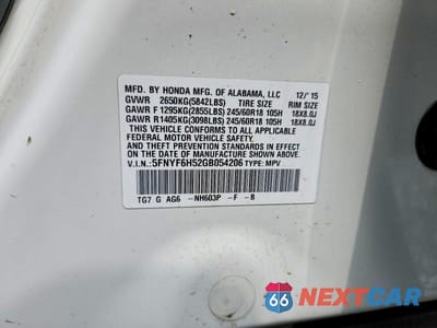 Zdjęcie 13 z 13 samochodu: 2016 HONDA PILOT EXL VIN:5FNYF6H52GB054206 - miniatura