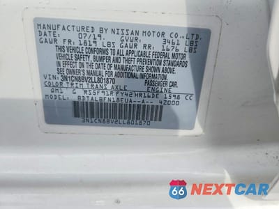 Zdjęcie 12 z 12 samochodu: 2020 NISSAN VERSA S VIN:3N1CN8BV2LL801870 - miniatura