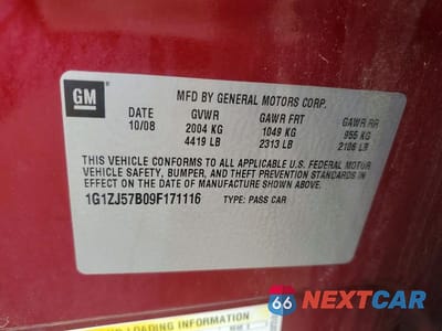 Zdjęcie 12 z 12 samochodu: 2009 CHEVROLET MALIBU 2LT VIN:1G1ZJ57B09F171116 - miniatura