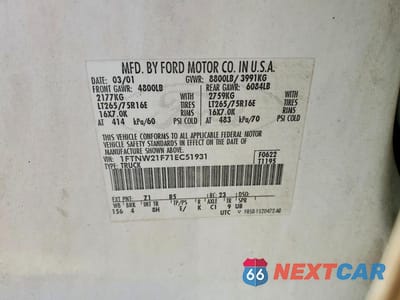 Zdjęcie 12 z 12 samochodu: 2001 FORD F250 SUPER DUTY VIN:1FTNW21F71EC51931 - miniatura