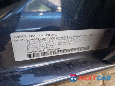 Zdjęcie 13 z 13 samochodu: 2013 AUDI A4 PREMIUM PLUS VIN:WAUFFAFL1DN044899 - miniatura