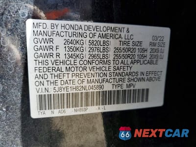 Zdjęcie 13 z 13 samochodu: 2022 ACURA MDX ADVANCE VIN:5J8YE1H82NL045890 - miniatura