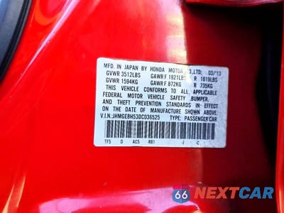 Zdjęcie 12 z 12 samochodu: 2013 HONDA FIT SPORT VIN:JHMGE8H53DC036525 - miniatura