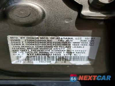 Zdjęcie 13 z 13 samochodu: 2008 HONDA PILOT EXL VIN:5FNYF18538B021655 - miniatura