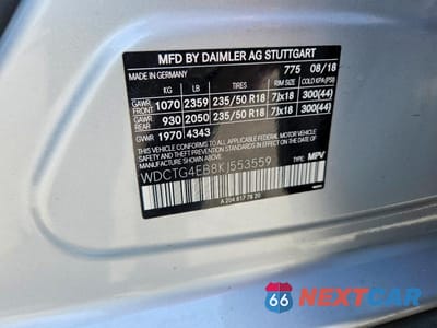Zdjęcie 12 z 12 samochodu: 2019 MERCEDES-BENZ GLA 250 VIN:WDCTG4EB8KJ553559 - miniatura