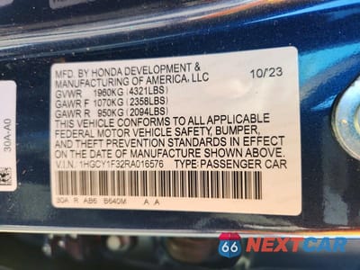 Zdjęcie 12 z 12 samochodu: 2024 HONDA ACCORD EX VIN:1HGCY1F32RA016576 - miniatura