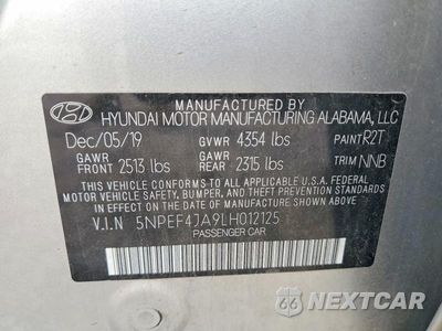 Zdjęcie 12 z 12 samochodu: 2020 HYUNDAI SONATA SEL VIN:5NPEF4JA9LH012125 - miniatura