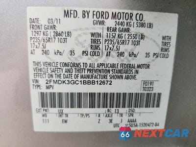 Zdjęcie 13 z 13 samochodu: 2011 FORD EDGE VIN:2FMDK3GC1BBB12672 - miniatura