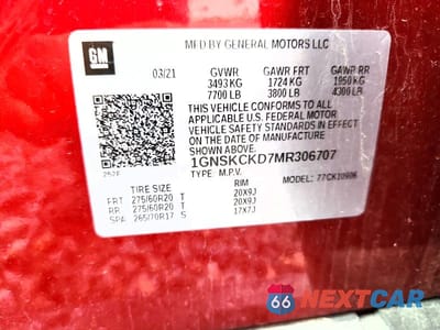 Zdjęcie 13 z 13 samochodu: 2021 CHEVROLET SUBURBAN K1500 LT VIN:1GNSKCKD7MR306707 - miniatura