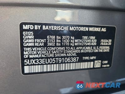 Zdjęcie 12 z 12 samochodu: 2026 BMW X5 M60I VIN:5UX33EU05T9106387 - miniatura