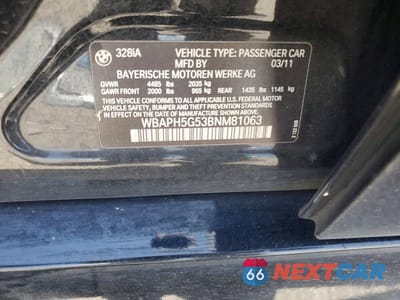 Zdjęcie 12 z 12 samochodu: 2011 BMW 328 I SULEV VIN:WBAPH5G53BNM81063 - miniatura
