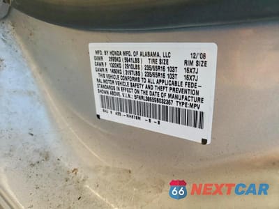 Zdjęcie 13 z 13 samochodu: 2009 HONDA ODYSSEY EXL VIN:5FNRL38659B032367 - miniatura