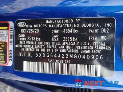 Zdjęcie 12 z 12 samochodu: 2021 KIA K5 VIN:5XXG64J23MG040906 - miniatura