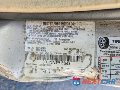 Zdjęcie 12 z 12 samochodu: 2009 FORD FUSION SE VIN:3FAHP07Z49R193663 - miniatura