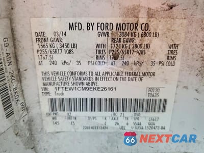 Zdjęcie 12 z 12 samochodu: 2014 FORD F150 SUPERCREW VIN:1FTEW1CM9EKE26161 - miniatura