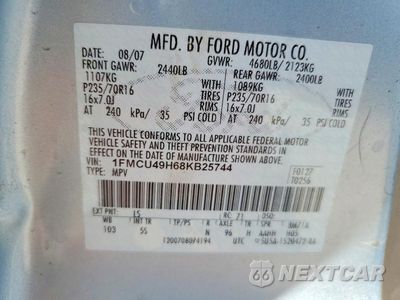 Zdjęcie 14 z 14 samochodu: 2008 FORD ESCAPE HEV VIN:1FMCU49H68KB25744 - miniatura