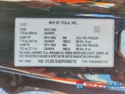 Zdjęcie 12 z 12 samochodu: 2023 TESLA MODEL 3 VIN:5YJ3E1EA5PF456710 - miniatura