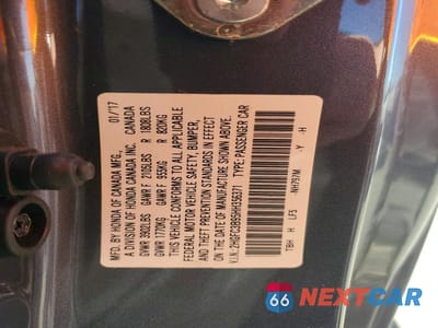 Zdjęcie 12 z 12 samochodu: 2017 HONDA CIVIC TOURING VIN:2HGFC3B95HH356371 - miniatura