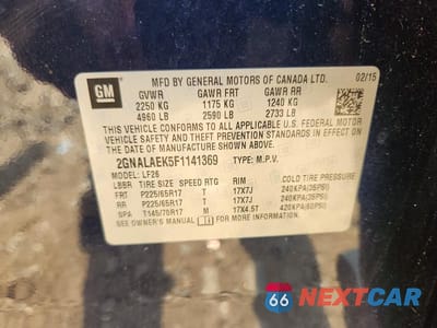 Zdjęcie 13 z 13 samochodu: 2015 CHEVROLET EQUINOX VIN:2GNALAEK5F1141369 - miniatura