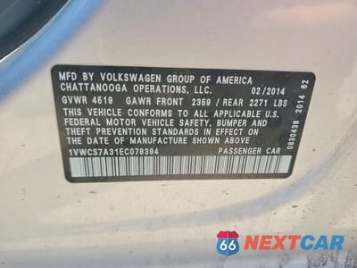 Zdjęcie 12 z 12 samochodu: 2014 VOLKSWAGEN PASSAT SEL VIN:1VWCS7A31EC078394 - miniatura