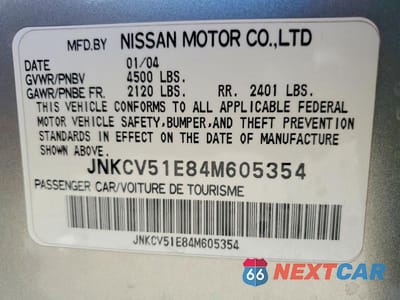 Zdjęcie 13 z 13 samochodu: 2004 INFINITI G35 BASE VIN:JNKCV51E84M605354 - miniatura