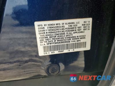 Zdjęcie 12 z 12 samochodu: 2014 HONDA PILOT EXL VIN:5FNYF3H54EB028556 - miniatura